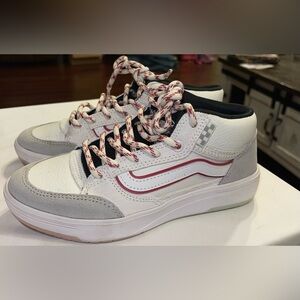 Vans Off the Wall Zahba mid men’s 3.5 skateboarding shoe white red grey leather